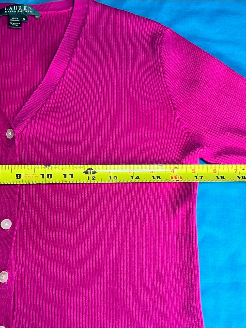Lauren Ralph Lauren Made in Hong Kong Vintage Pink Cardigan M - Picture 5 of 14
